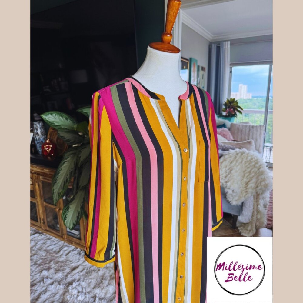 Button Down Multi-Color Striped Tunic - image 6